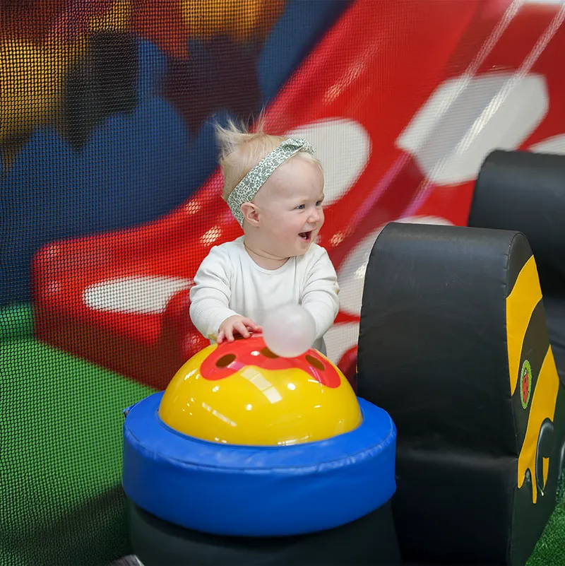 Toddler having fun at Ernespie Farm Softplay