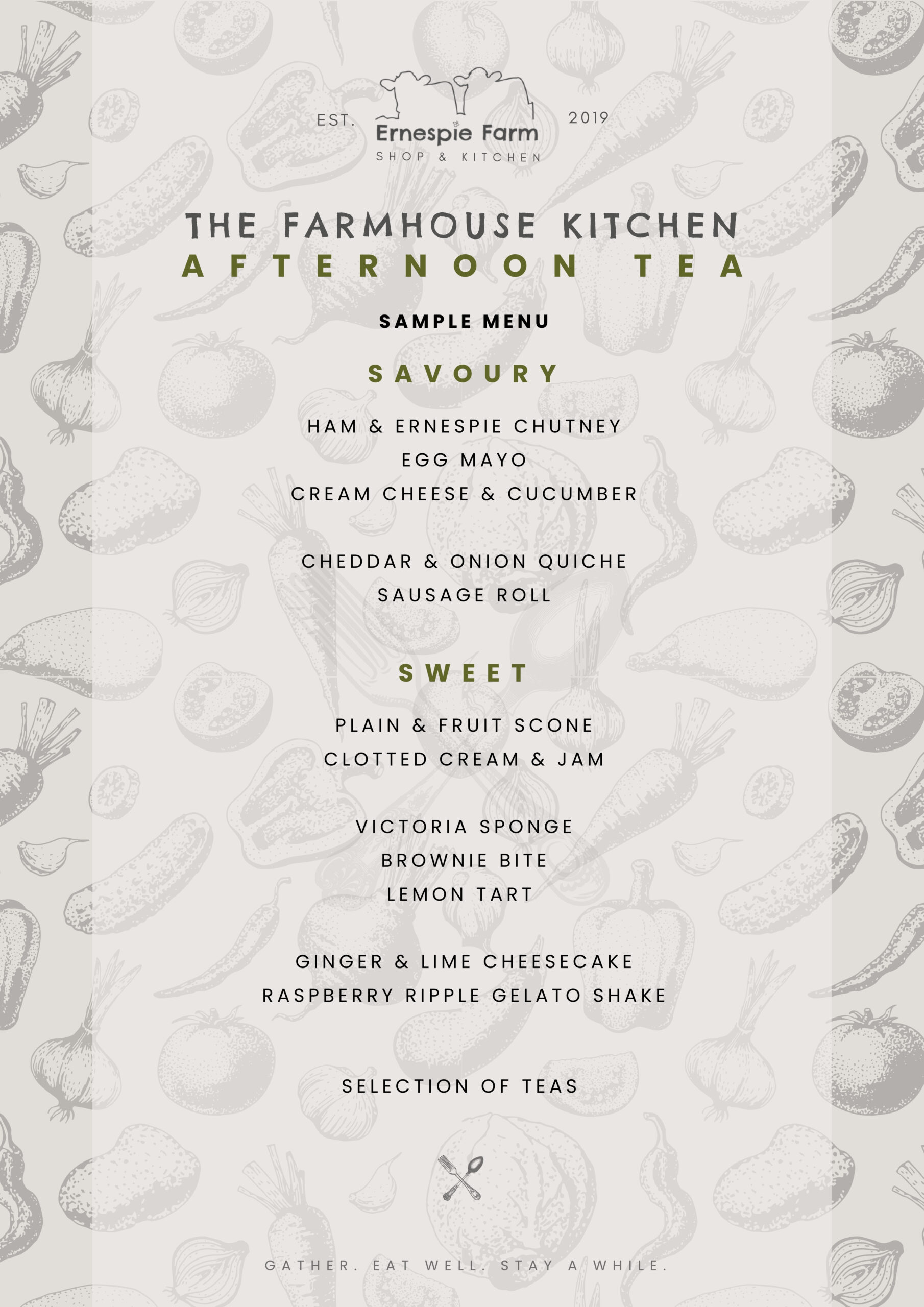 Ernespie Farm Afternoon Tea Sample Menu