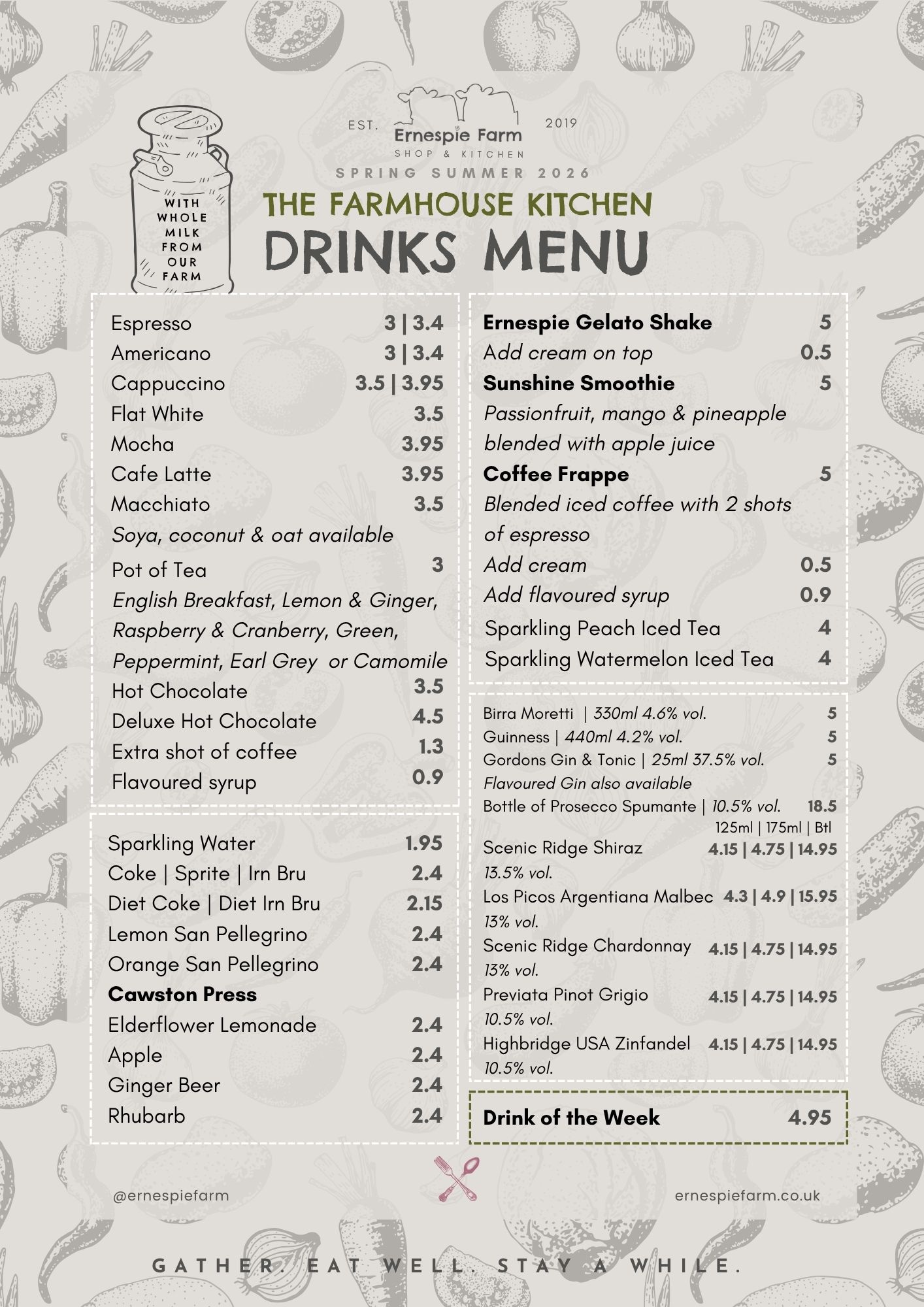 Farmhouse Kitchen Drinks Menu Spring 2026
