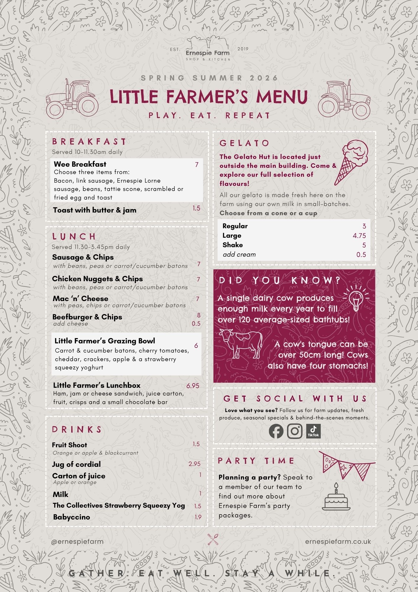 Ernespie Farm Kids Menu 2026
